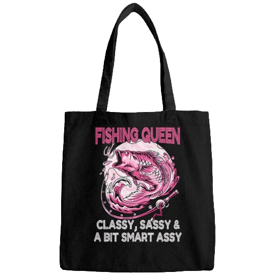 Womens Fly Fishing Fishing Queen Bass Fish Gift Funny Fishing Bags