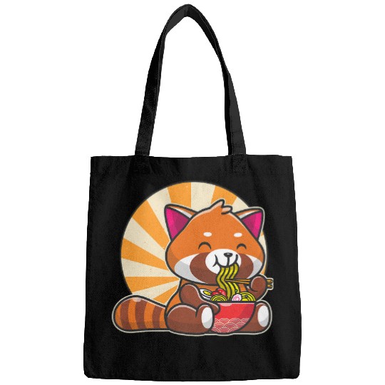 Funny Bear Red Panda Ramen Japanese Noodles Cute Kawaii Anime Girl Cute Bears Bags