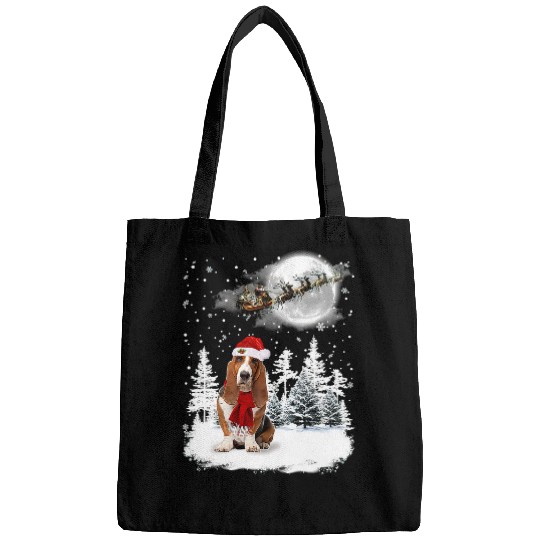 Dog Basset Hound Under Moonlight Snow Christmas Pajama 292 Bags
