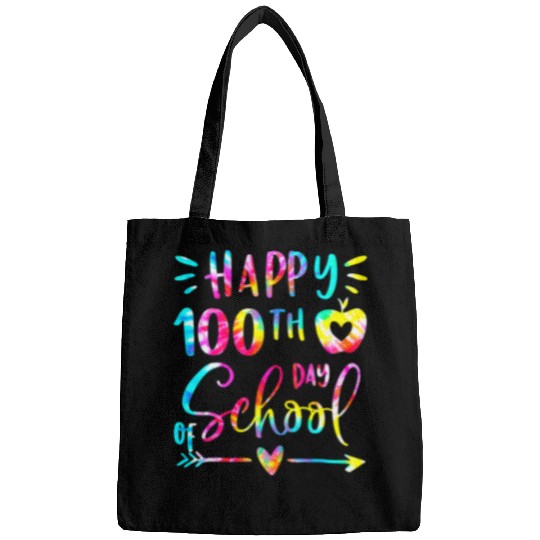 Tie Dye Happy 100th Day Of School Teacher Student 100 Days Bags