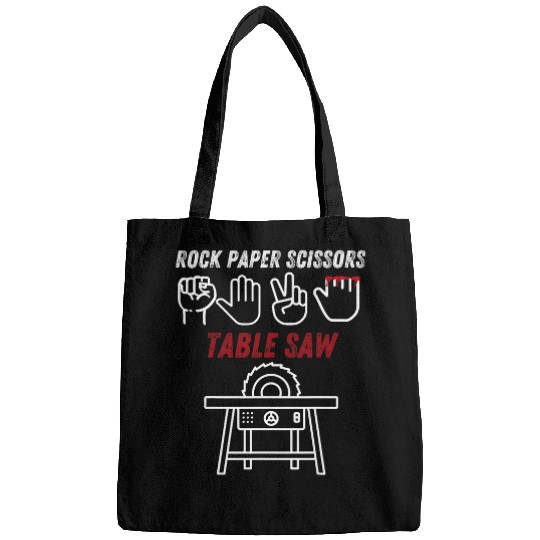 Woodworking Mens Rock Paper Scissors Table Saw Funny Carpenter Bags