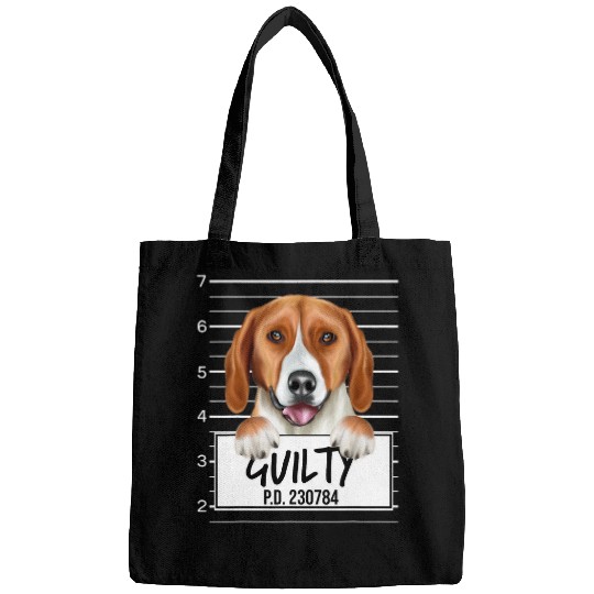 Funny American Foxhound Mugshot Guilty Dog Bags