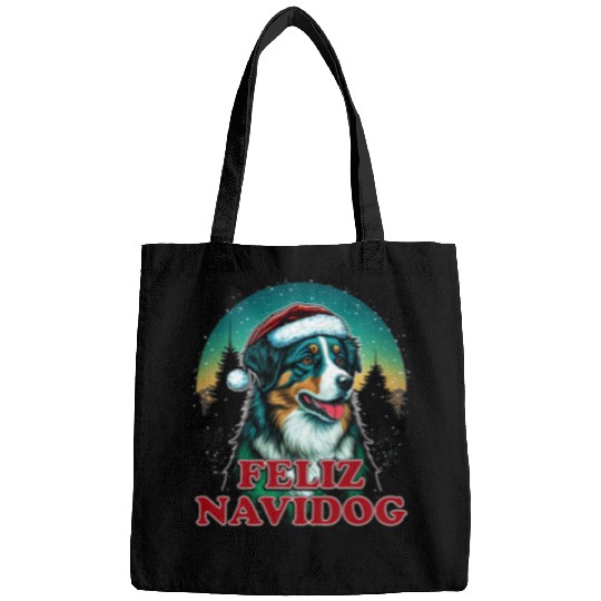 Christmas Aussie Australian Shepherd Dog xmass Feliz Navidog Bags
