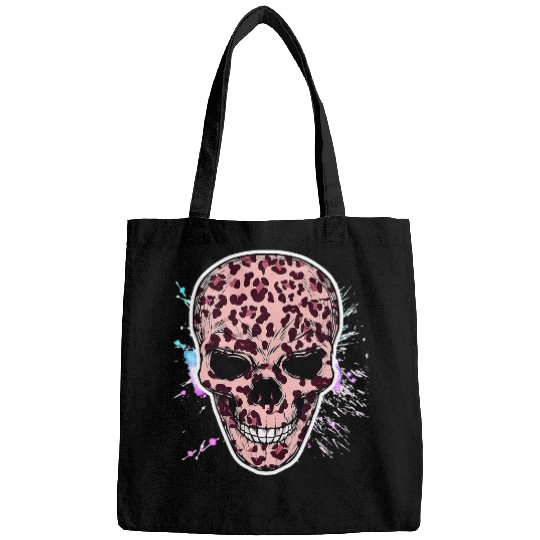 Skeletons Skulls Leopard Skull Graphic Cheetah Animal Print Lover Cute Cool Skull Bags