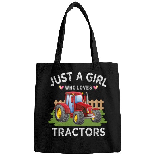 Tractor driving Farmer Tractor Lover Tee Just A Girl Who Loves Tractors Bags