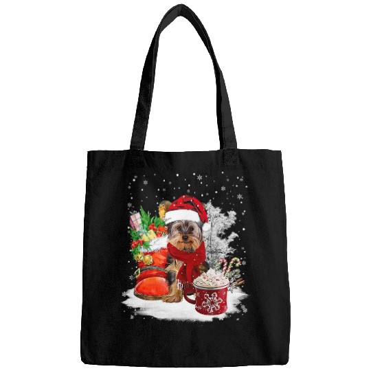 Yorkshire Terrier Christmas Santa Hat Eggnog Boots Xmas142 Yorkie Bags