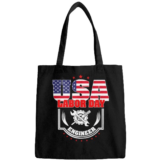 USA Labor Day Engineer Patriotic Proud American Flag America Bags