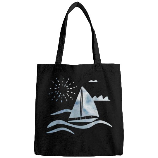 Funny Sailboat Holidays Sail Sailing Boating Vintage Bags