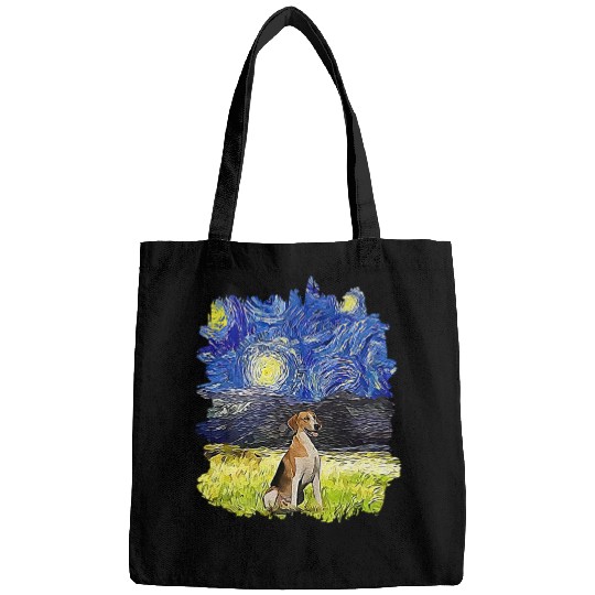Starry Night Impressionist Dog Art English Foxhound Bags