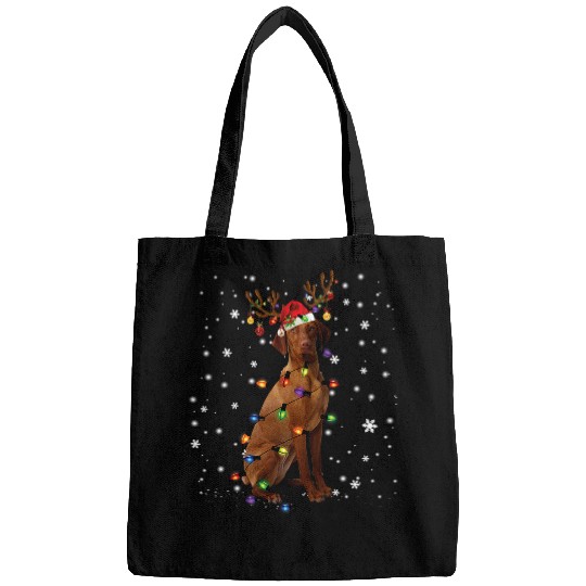 Dog Vizsla Christmas Reindeer Santa Hat Pajama Dog Lover Funny Bags