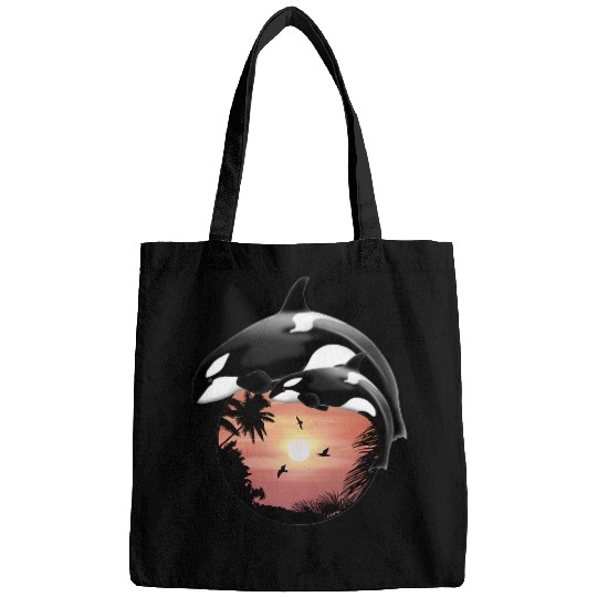 Whales Orca Whales Sunset Bags