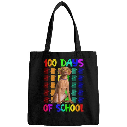 Dog Vizsla 100 Days Of School Vizsla Dog Wearing Glasses Smarter Kids Bags