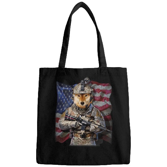 Dog Shiba Inu USA America Patriot Shiba Inu Dog as armys Commando Bags