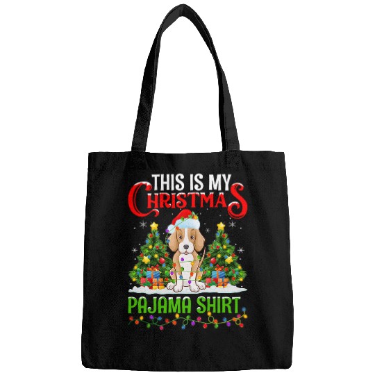 This Is My Christmas Pajama Lighting Foxhound Dog Xmas Bags