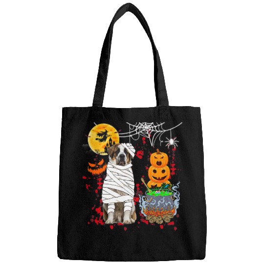 Mummy St Bernard Dog Halloween Dog Scary Pumpkins Lover Bags