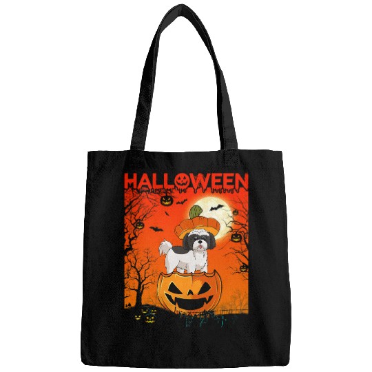 Pumpkin Costume Girls Women Shih Tzu Dog Halloween Party Bags