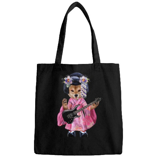 Dog Shiba Inu Metal Shiba Inu Japanese Geisha Kimono Play Guitar Bags