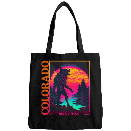 wolfs Lover Colorado Mountain Werewolfs Retro vintages 80s Werewolf Bags