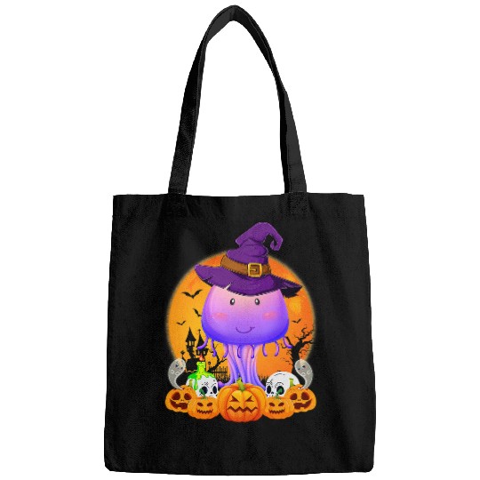 Skeletons Skulls Jellyfish Scary Pumpkin Skull Witch Jellyfish Halloween 2 Skull Bags