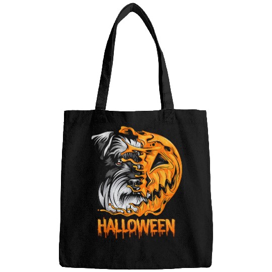 Skeletons Skulls Schnauzer Halloween Pumpkin Skeletons Scary Spooky Season 118 Skull Bags