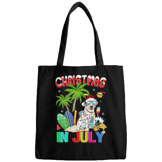 Labrador Lab Dog in Santa Hat Sunglasses Christmas In July Bags