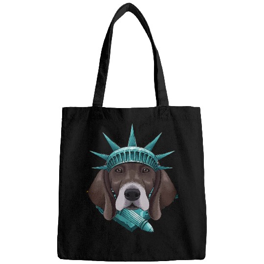 Statue Of Liberty Pointer 4th Of July Dog USA America Bags