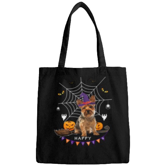 Yorkshire Terrier Witch Pumpkin Halloween Kids Mens Womens Dog Lover 105 Yorkie Bags