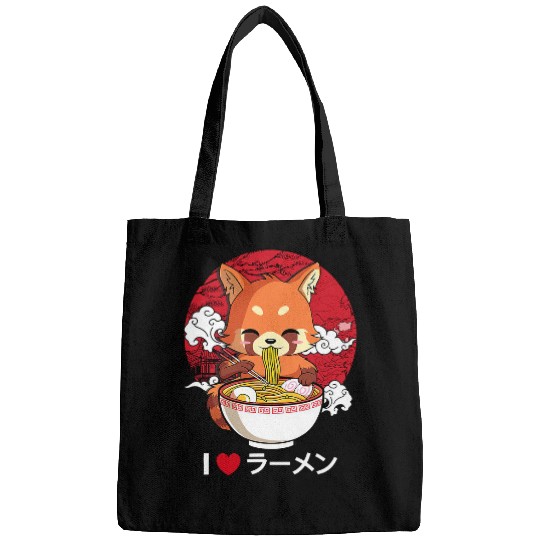 Funny Bear Red Panda Ramen Japanese Noodles Cute Kawaii Anime Gift Girl Cute Bears Bags