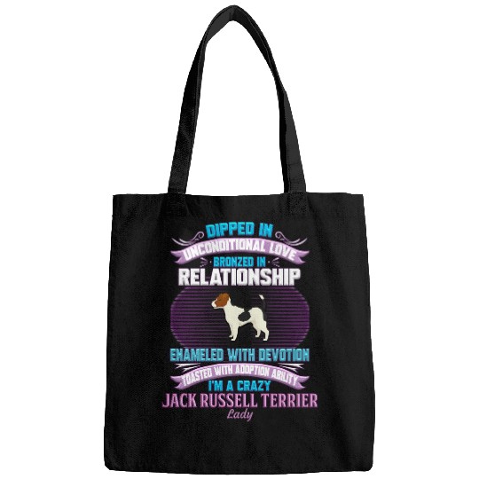 Dog Jack Russell Terrier LadyIm A crazys Jack Russell Terrier Lady dog lover paw Bags