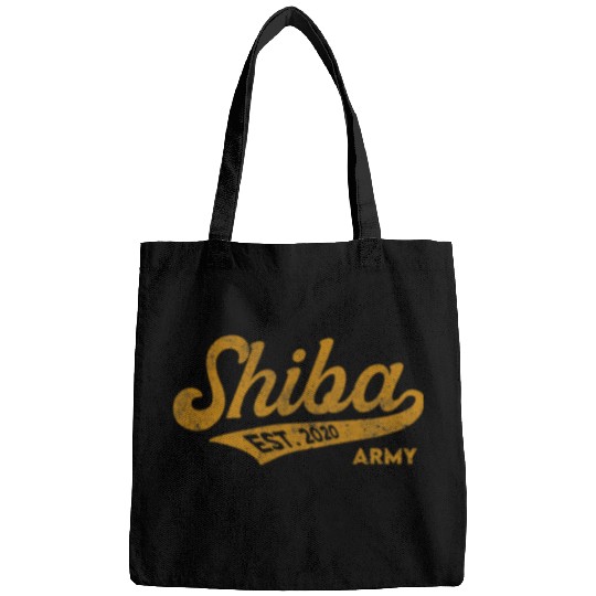 Dog Shiba Inu vintages Funny Shiba armys Coin Script Bold Font Shiba Inu Bags