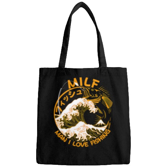 Fishing MILF Man I Love Fishing Angling Black and Gold Fisher Bags