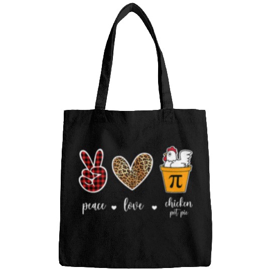 Leopard Peace Love Chicken pot pie Pi day MAth women Bags