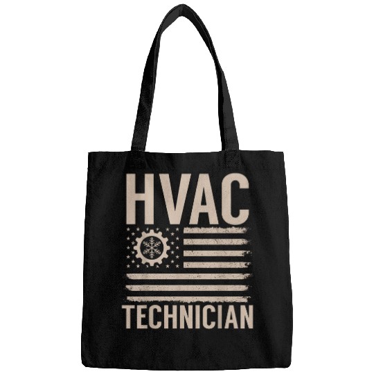 HVAC Tech Technician Heating Cooling Repairman American Flag Bags