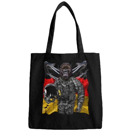 Gorilla Fighter Jet Pilot with Flag of Germany Bags