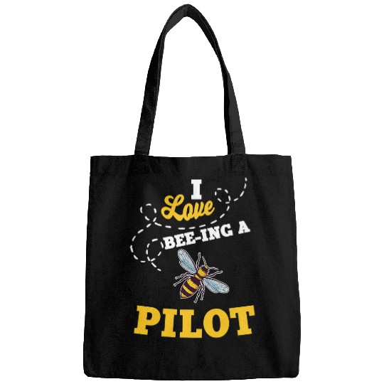 I Love BeeIng A Pilot Honey Bee Job Profession Bags