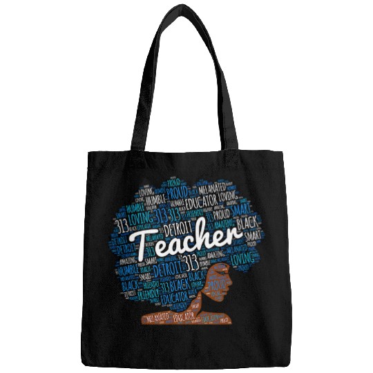 African American Teacher Detroit 313 Area Code Afro Bags