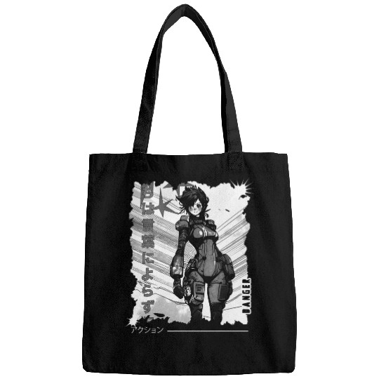 Monochrome Shonen manga panel waifu beautiful girl pilot Bags