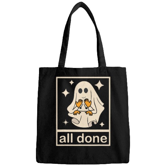 All Done Sign Language Speech Pathology ghosts Fall Halloween Bags