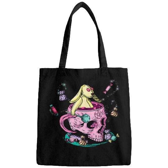 Skeletons Skulls Cute Creepy Pastel Goth Kawaii Rabbit Skull Candy Men Women Skull Bags
