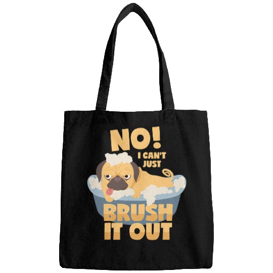 Pug Lover Dog Groomer Saying Brush It Out Salon Pugs Dog Bags