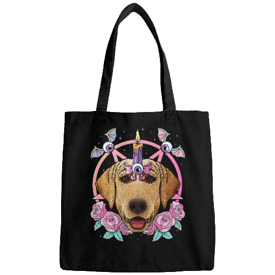 Labrador Lab Dog Pastel Goth Labrador Retriever Pagan Dog Creepy Menhera Bags