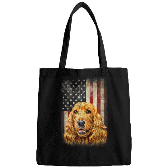 Dog Cocker Spaniel Patriotic Cocker Spaniel Owner Flag American USA Dog Lover Bags