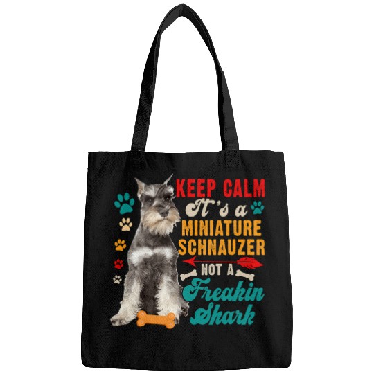 Shark vintages Keep Calm Miniature Schnauzer Not A Funny Shark Jaw Sharks Bags