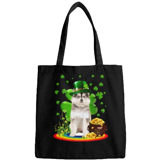 Pomsky St Patricks Day Lover Irish Shamrock Dog Loves 4 Bags