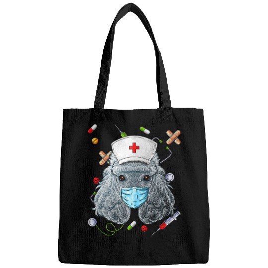 Poodles nurses RN Funny Dog ER Nursing School Graduation 224 Poodle dog Bags