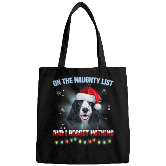 Dog Cocker Spaniel On The Naughty List And English Cocker Spaniel Christmas Bags