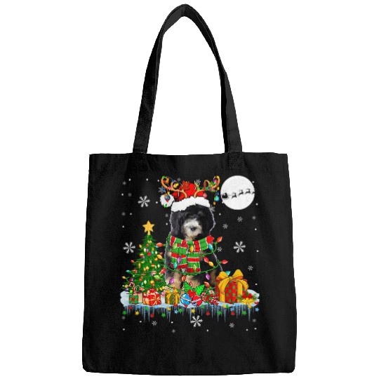 Santa Reindeer Bernedoodle Christmas Tree Lights Dog Owner Bags