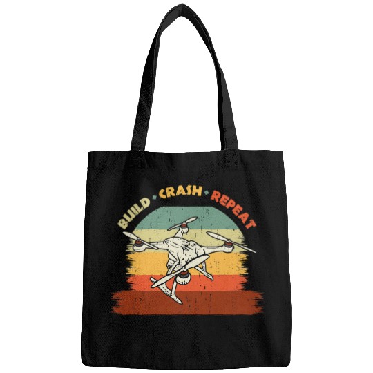 Funny Drone RC Pilot Build Crash Repeat vintages Retro Bags