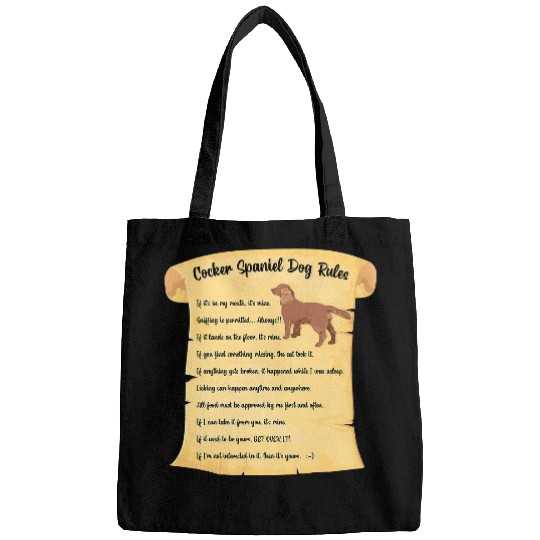 Dog Cocker Spaniel Rules Funny Pet Dog Owner Gift Bags