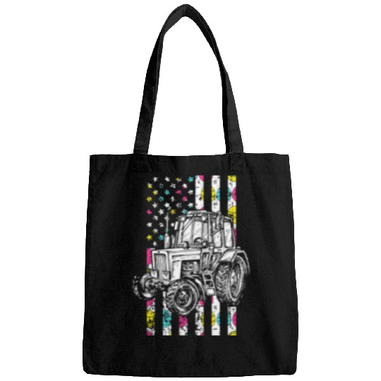 Tractor driving American Flag Easter Day Cute Egg Hunt Boys Kids Bags